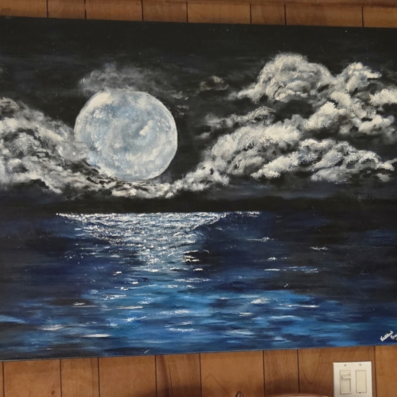 Other - Moonlit Serenity – Original Ocean Nightscape Painting by K. Krause